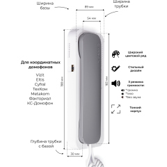 Трубка аудиодомофона Unifon Smart U серо-белая
