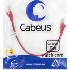 Патч-корды медные Cabeus PC-UTP-RJ45-Cat.5e-0.3m-RD