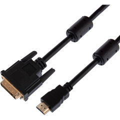 Шнур HDMI - DVI-D gold 1.5М с фильтрами REXANT (17-6303)