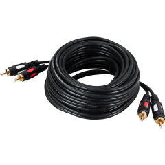 Шнур 2 RCA - 2 RCA, 3м, черный, Gold REXANT (17-0145)