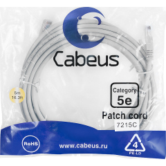 Патч-корды медные Cabeus PC-UTP-RJ45-Cat.5e-5m