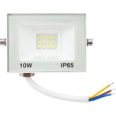 Прожектор светодиодный СДО 10Вт 800Лм 5000K нейтральный свет, белый корпус REXANT (605-023)