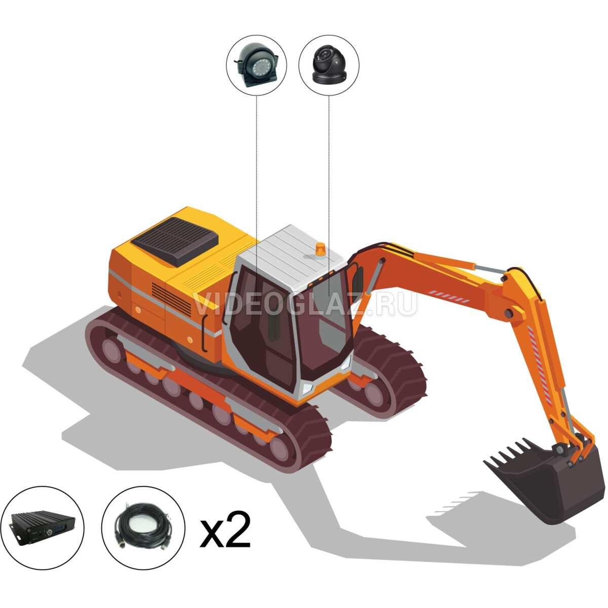 Купить Комплект видеонаблюдения для строительной техники под ПП № 969  (онлайн SD) Комплект видеонаблюдения для транспорта ПП 969 - ВИДЕОГЛАЗ  Москва