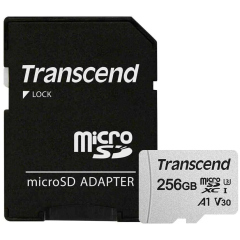 Transcend TS256GUSD300S-A High Performance, microSDXC UHS-I U3, V30, A2 [R/W - 100/85 MB/s] с адаптером
