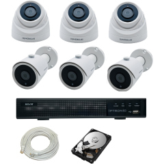 Готовые комплекты видеонаблюдения IPTRONIC Комплект IP дом/дача Bullet-Dome Kit 3-3