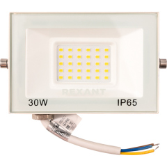 Прожектор светодиодный СДО 30Вт 2400Лм 2700K теплый свет, белый корпус REXANT (605-028)