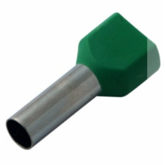 Наконечник кабельный трубчатый для медных проводников REXANT Наконечник штыревой втулочный изолированный F-14 мм 2х6 мм² (НШВи(2) 6.0-14/НГи2 6,0-14) зеленый (08-2811)