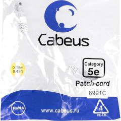 Патч-корды медные Cabeus PC-UTP-RJ45-Cat.5e-0.15m-WH-LSZH