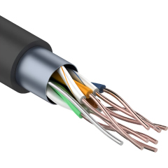 Кабели Ethernet Кабель витая пара F/UTP, CAT 5e, PE, 4PR, 24AWG, OUTDOOR, SOLID, черный, 305м, РФ REXANT (01-0146-R)