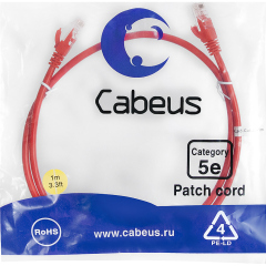 Патч-корды медные Cabeus PC-UTP-RJ45-Cat.5e-1m-RD