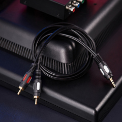 Шнур 17-4232 Стерео 3,5 мм - 2 RCA, длина 1,5 метра (GOLD) REXANT