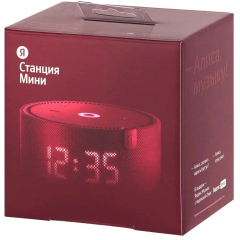 Умная колонка Яндекс Станция Мини Плюс Красная с часами с Алисой (YNDX-00020)