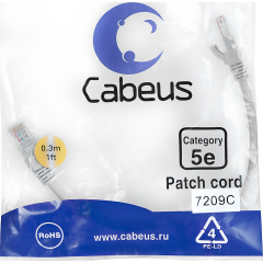 Патч-корды медные Cabeus PC-UTP-RJ45-Cat.5e-0.3m