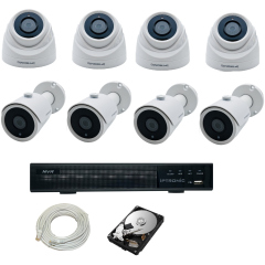 Готовые комплекты видеонаблюдения IPTRONIC Комплект IP дом/дача Bullet-Dome Kit 4-4