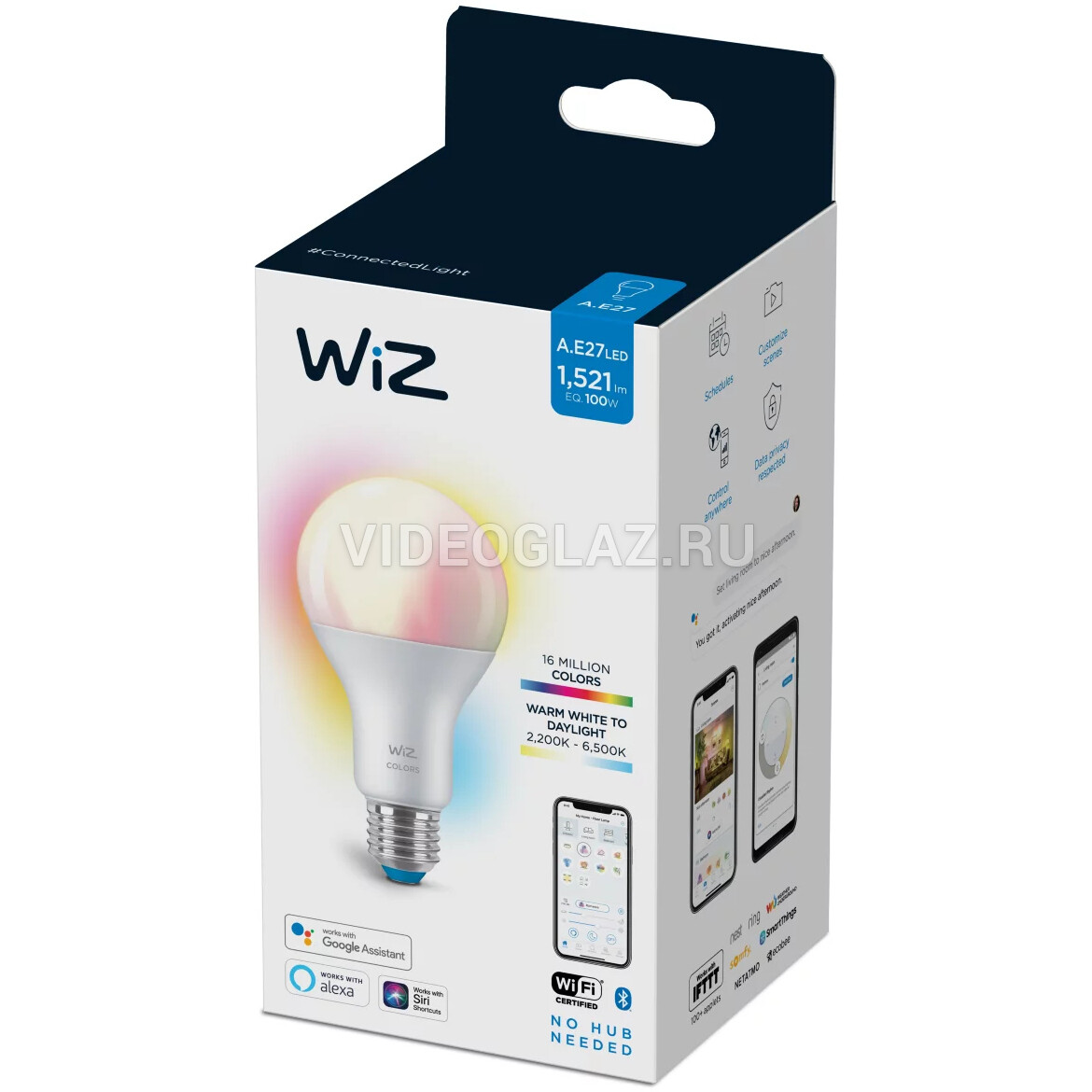 Купить Лампа WiZ Wi-FiBLE100WA67E27922-65RGB1PF/6 Умные лампочки -  ВИДЕОГЛАЗ Москва