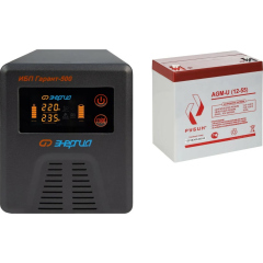 Комплекты ИБП с внешним аккумулятором ИБП Гарант-500 12В Энергия + Аккумулятор АКБ Рубин 12-55